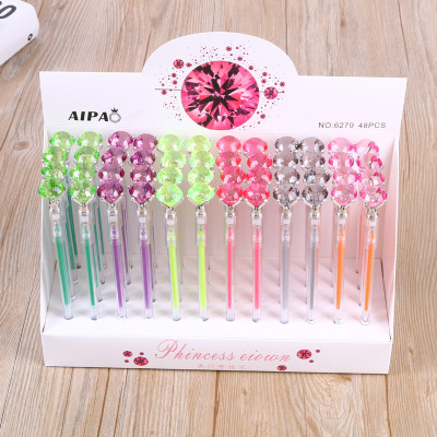 Colorful crystal ornament adornment fashion personality ballpoint pen body writing is concise and smooth lines smooth