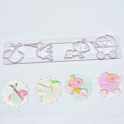 New stroller cart cutting plastic cookie mold DIY cake mold turning sugar cake decoration tool