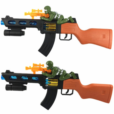 Electric plastic sound-light music toy gun simulation camouflage submachine gun with vibration toy gun