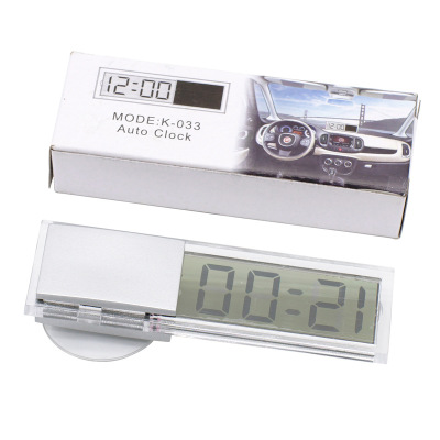 Practical car electronic clock sucker clock k-033 car transparent liquid crystal display time clock