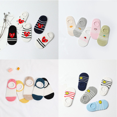 2019 children socks new head with the same color lining board mesh ship socks  style cotton children ship socks batch