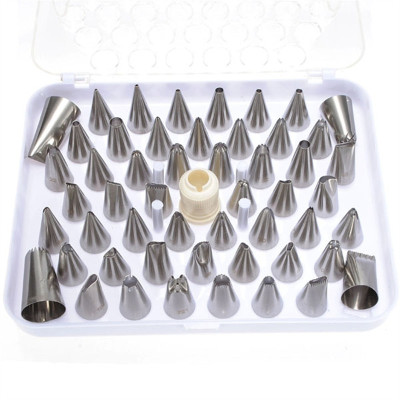 52-Head 304 Stainless Steel Seamless Cream Piping Nozzle Set Pastry Nozzle Baking Decoration Tools