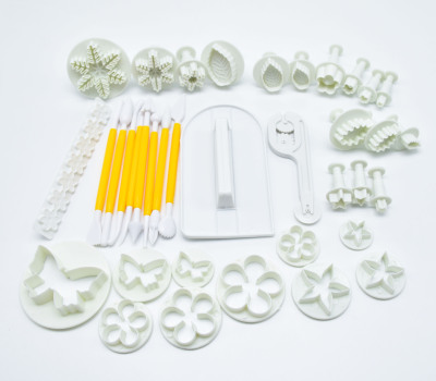 Baking tools: 12 types, 37 pieces, set of turning sugar cake molds, set of biscuits, embossed printing molds 