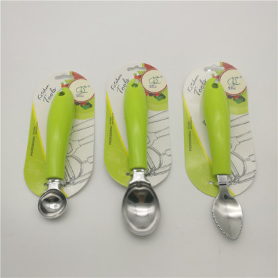 Plastic handle stainless steel fruit spoon ice cream spoon tooth spoon, multi - purpose spoon, kitchen tools