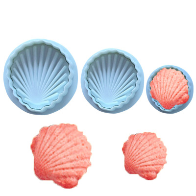 3 PCS shell spring embossed plastic cookies moulded sugar cake chocolate decorative tools DIY baking