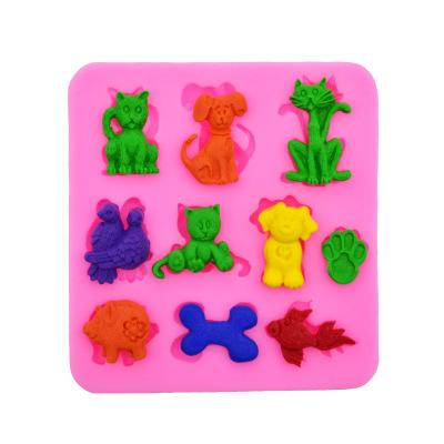 DIY mold animal silicone cat dog pig fish cake mold turn sugar chocolate mold