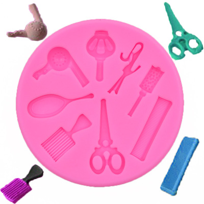 DIY mold scissors, a comb hair dryer hair tool silicone mold sugar cake decorative mold