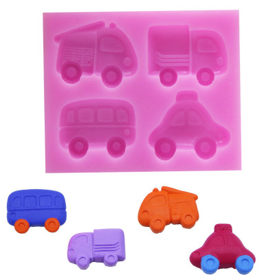 4 cars silicone candie chocolate cake mold DIY baking mold