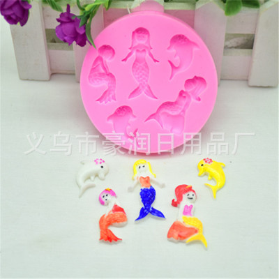 DIY baking mold mermaid dolphin turn sugar silicone mold baking cake decorating tool