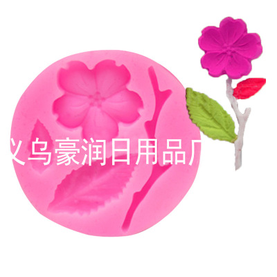 Peach blossom put name plum leaf sugar silicone mold chocolate cake decorative mold
