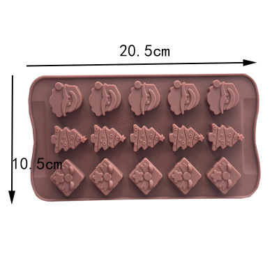 15 even Santa Claus Christmas tree Christmas gift silicone chocolate mold ice pudding jelly DIY baking