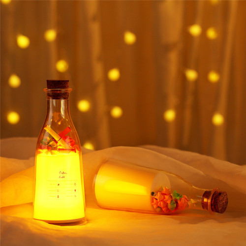 Colorful Milk Drift Bottle Photo Atmosphere Small Night Lamp Lover Gift Romantic Gift Bedside Message Small Night Lamp