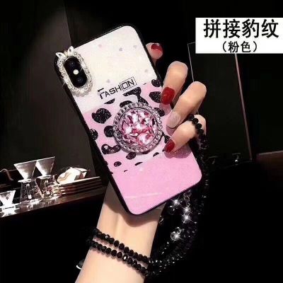 Leopard print band drill + hanging rope mobile phone case protection case