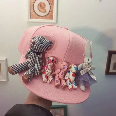 Akuso Bear Korean Rabbit super wide flat Brim Baseball Cap Hip Hop hat cool handcrafted morin bonnet