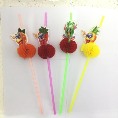 Fruit spirit bar accessories drink bar utensils party supplies romantic cute creative fluorescent straw 6pcs