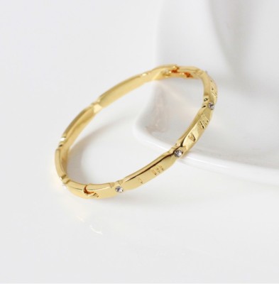 New 18K rose gold hollow Roman numeral single diamond bracelet female Korean version fashion couple bracelet chain color gold