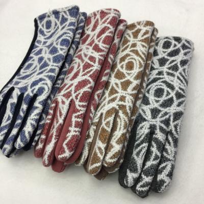 Glove manufacturers direct new women's AB touch screen gloves fashion fashion bright silk jacquard gloves