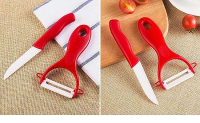 Fruit knife set with ceramic box package + peeler set with 2-piece 3-inch ceramic knife planer set