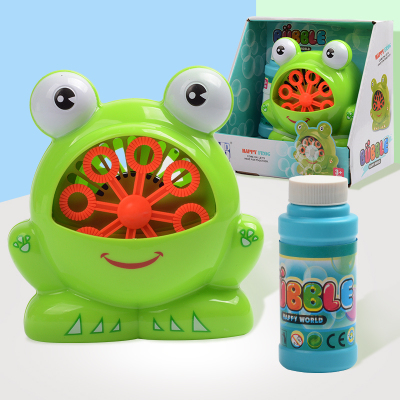 Best-Seller on Douyin Full-Automatic Children's Cartoon Frog Electric Bubble Maker Full-Automatic Bubble Gun Summer Water Toy