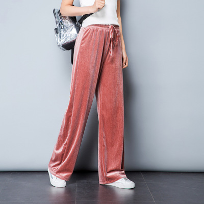 Swiftlet broad-leg pants female vertical  mm large size spring and summer sports casual pants Korean version pants