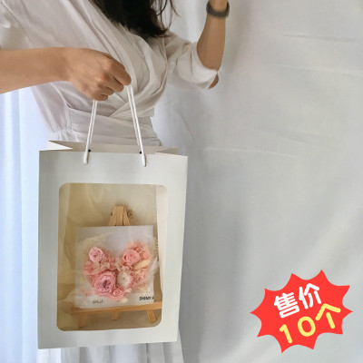 Season of flower show transparent hand bag holiday gift box bouquet packaging bag creative flower bags