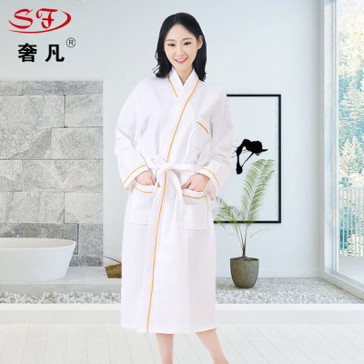 Zheng hao hotel products bathrobe waffle all cotton bathrobe honeycomb can print LOGO hotel club