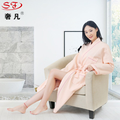 Waffle cotton bathrobe can be custembroidered words logo hotel salon beauty salon for the honeycomb pure cotton bathrobe