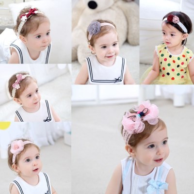 Korean version of the new children hair accessories baby hair band lace flower bow hair band cute girl headwear wholesale