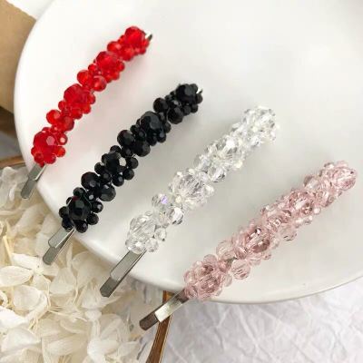 Crystal One Word Clip Edge Korean sweet gas Versatile Web Celebrity Adult Headgear Top Clip Hair Clip Liu Hai