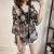 Floral chiffon shirt loose to cover belly and waist super fairy temperament V collar seven-point sleeve shirt