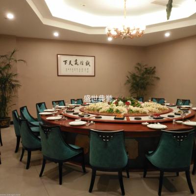 banquet center electric dining table and chair restaurant new Chinese style solid wood table hotel marble round table