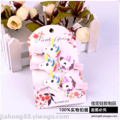 Soft PVC unicorn children's headdress hairpin bb clip girl's hairpin manual hairpin