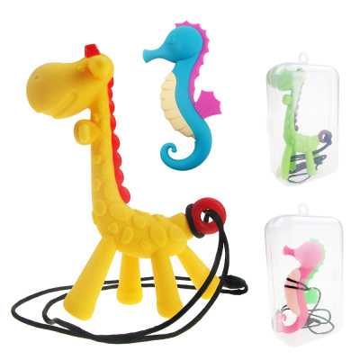 Baby deer seahorse gum necklace giraffe gum baby molars all-silicone toy