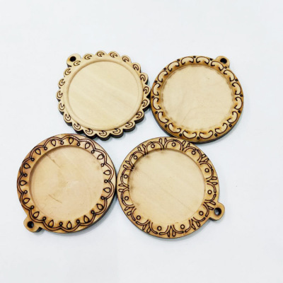 30mm round time gem base support wooden necklace pendant pendant DIY key ring jewelry accessories
