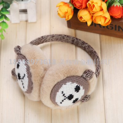 Manufacturers direct lovely knitting design and color mixed color children bear small ears foreign trade earmuff earmuff