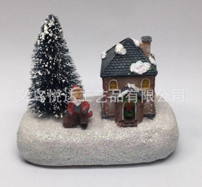 New resin craft Christmas house with LED lights