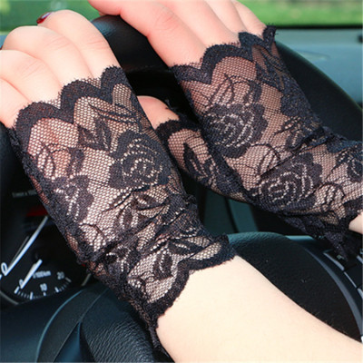 Summer New Women's Lace Scar-Covering Sun Protection Gloves UV Protection Short and Thin Women's Bridal Half Finger Non-Slip