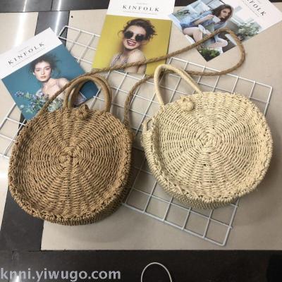 Factory direct sale color hand carry grass to weave new style cartoon bag