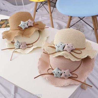 Summer lady big eaves hat embroidery letter straw hat Korean version sun hat versatile travel beach straw hat wholesale