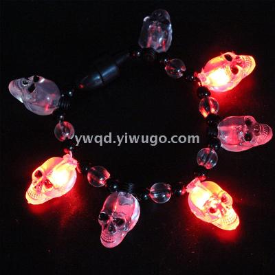 ZD Halloween Luminous Bracelet Skull Lighting Chain Manufacturer Foreign Trade Popular Style LED Luminous Bracelet Magnet Bracelet