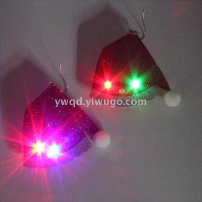 ZD Factory Direct Sales Christmas Hat Earrings LED Light-Emitting Earrings Foreign Trade Popular Style Christmas Decoration