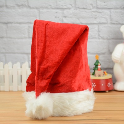 Christmas Hat Flannel Straight Edge Lengthened Adult Cap Christmas Decorations Christmas Festival Factory Direct Sales