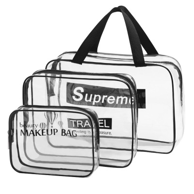 PVC white transparent zipper wash bag waterproof large capacity storage bag travel cosmetic bag storage bag