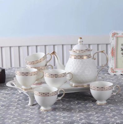Jingdezhen fired 8 snow pure gold water coffee cup coffee pot coffee set cup and saucer foreign trade cup