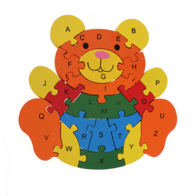 Jokincy Alphabet Number Wooden Cute Bear Puzzle Children's Toy Assembly Educational Building Blocks Toy