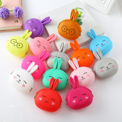 Cute silicone zero wallet cartoon rabbit key bag Korean small wallet coin bag earphone bag