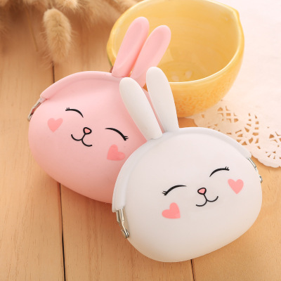 Cartoon Silicone Coin Purse Korean Cute Rabbit Coin Purse Candy Color Small Bag Key Bag Women's Bag