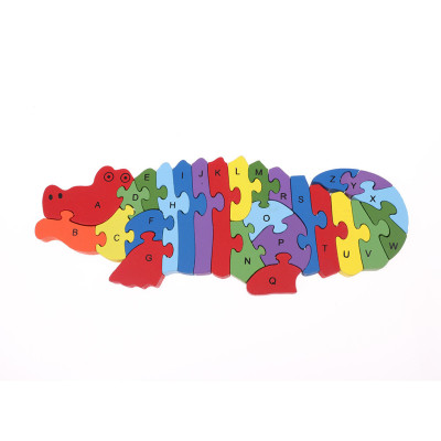 Jokincy Eco-friendly English Alphabet Puzzle Crocodile Jigsaw Puzzle Building Blocks Children's Wooden Toy 3D Puzzle Model