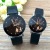 Watch new hot style fashion simple black dial set with diamond back view couples watch Korean men and women belt watch