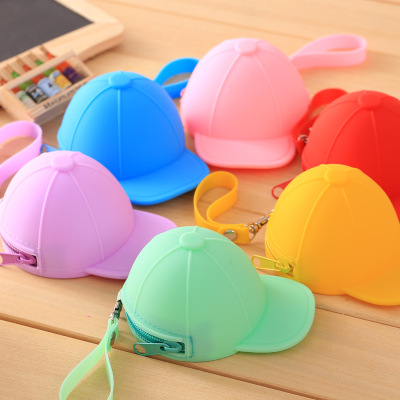 0562 Korean Candy Color Baseball Cap Coin Bag Mini Hat Key Case Silicone Women Coin Purse Clutch